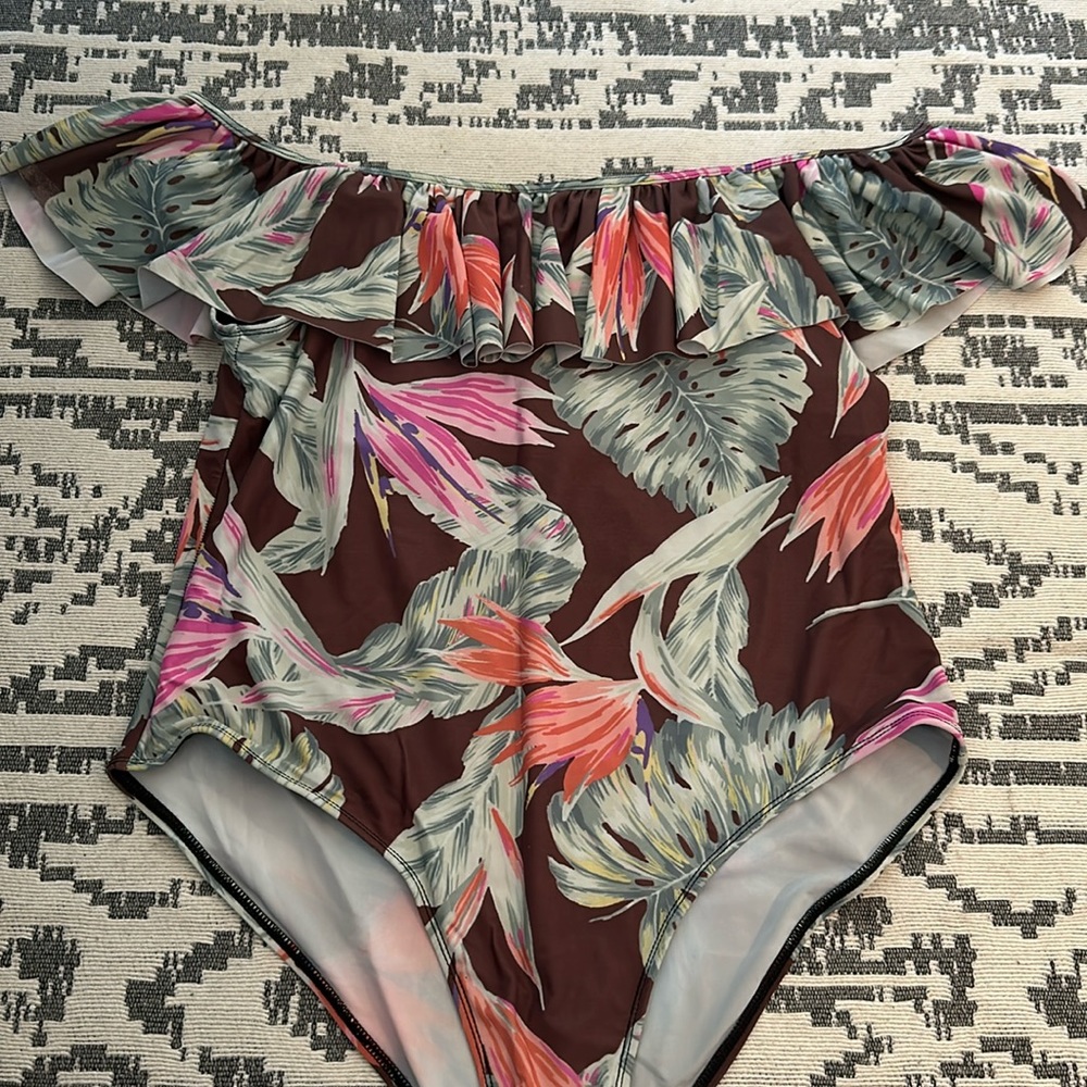 Tropical Print One Piece Swim Suit